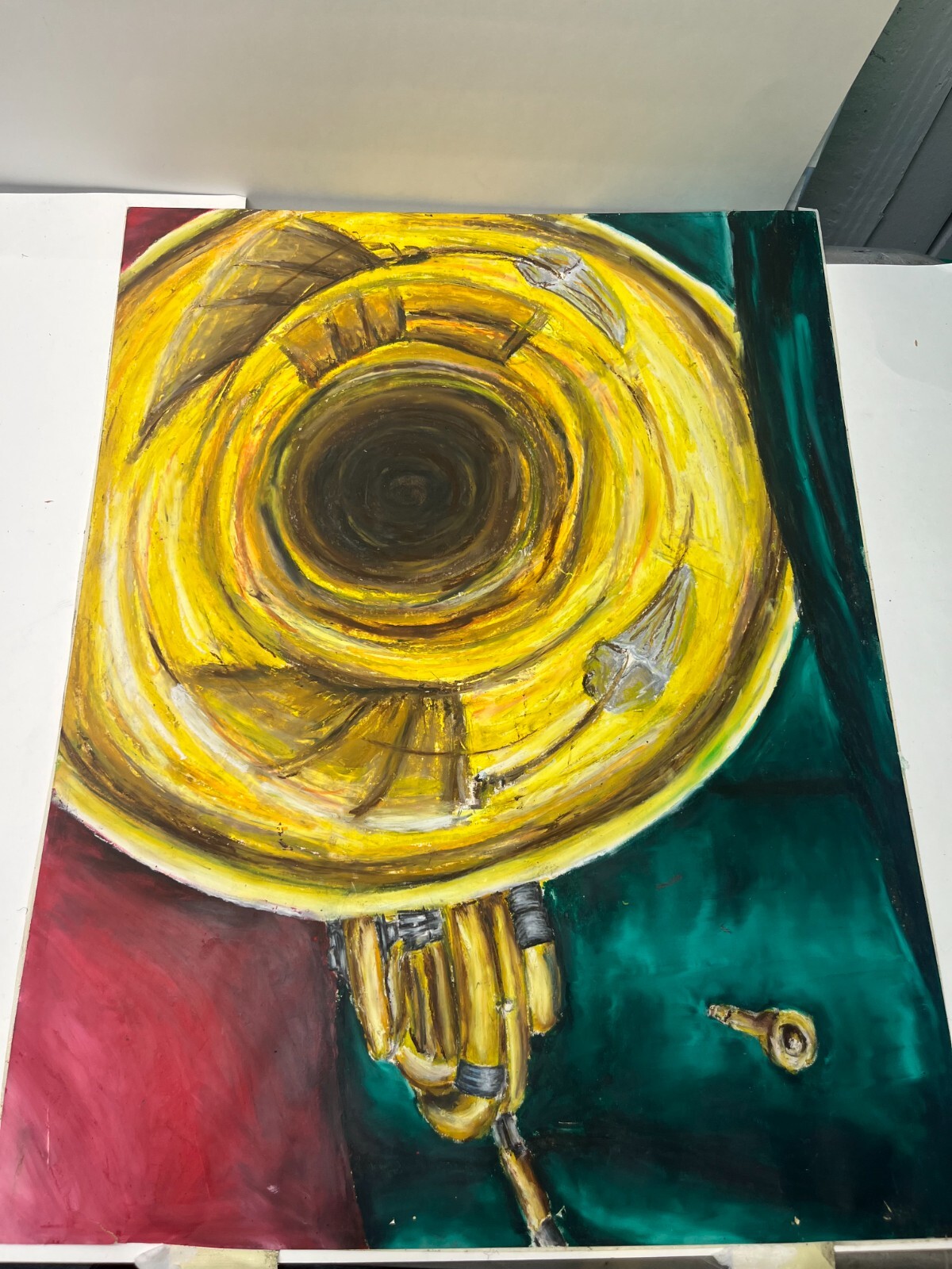 23″ x 18″ Trombone Jazz painting Unknwon Artist Vintage