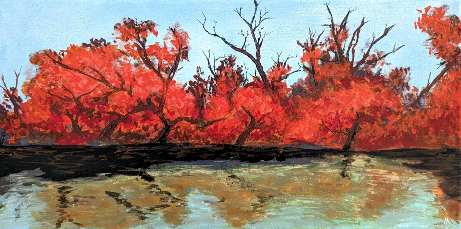 Original Landscape Tree Painting Nature Sky Collectible Art By Josh Merritt