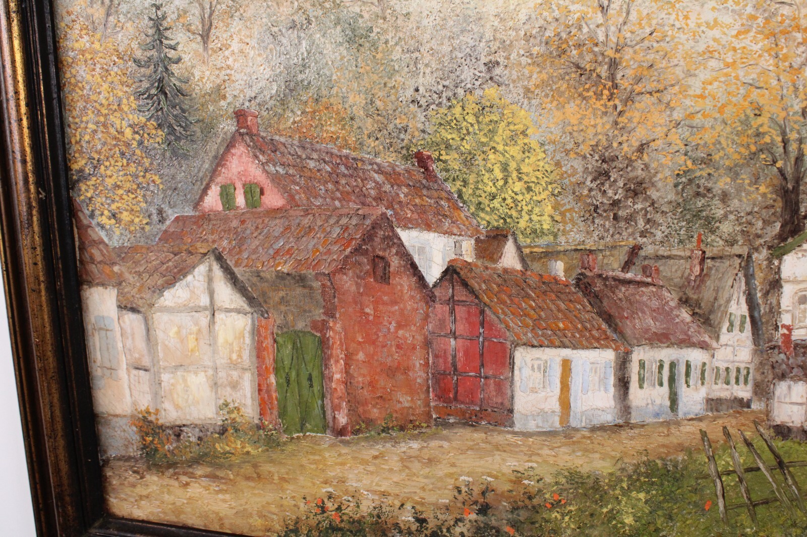 Old Town Cityscape Vintage Oil Painting On Canvas Signed Karl Heinz Moll