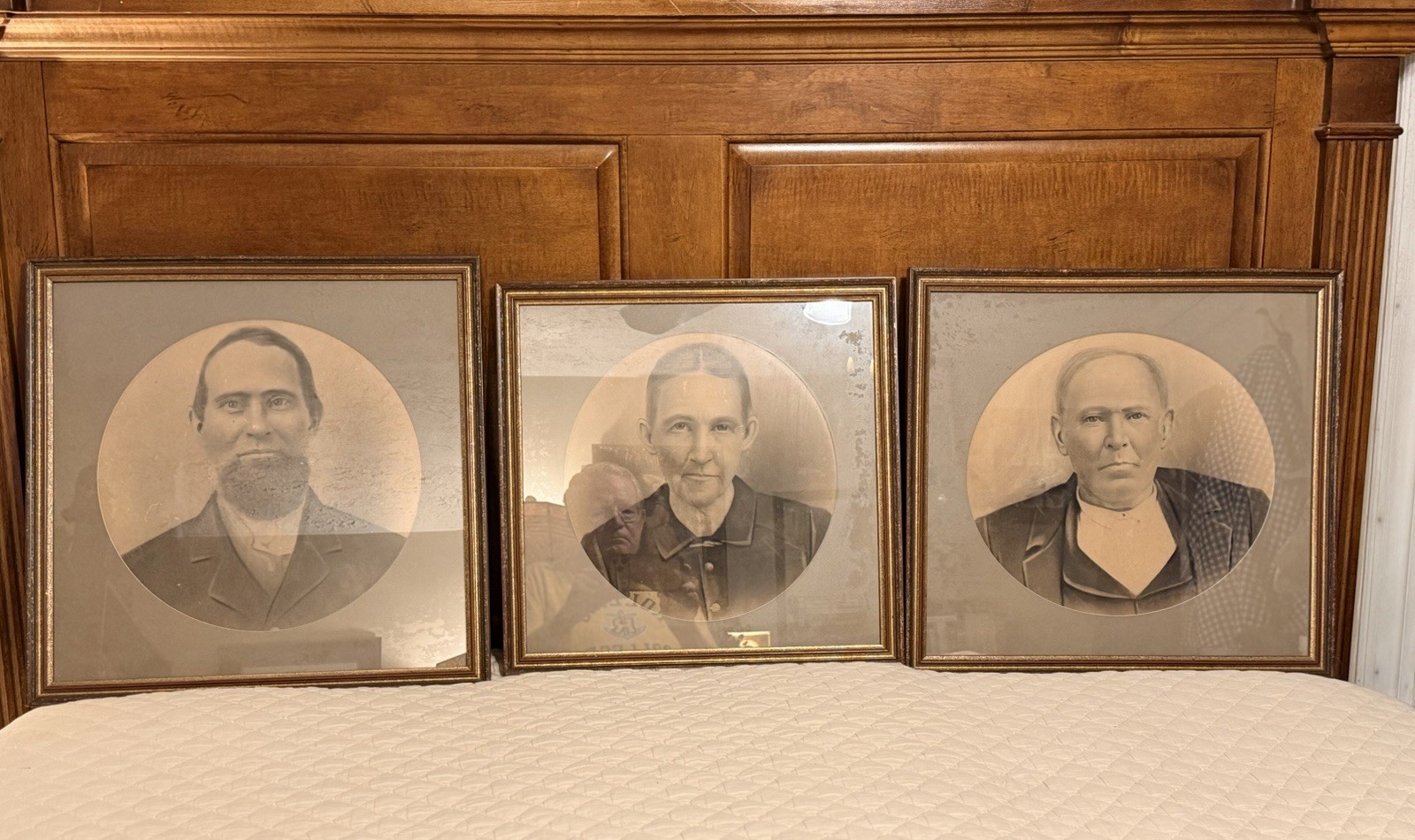 Set Of 4 Late 19th C. / Early 20th C. Charcoal Folk Art Portrait Drawings