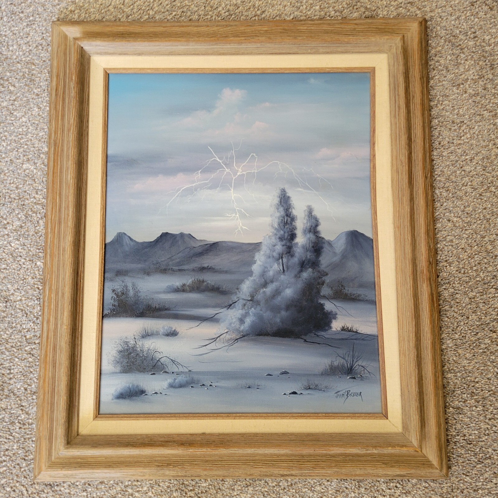 Janet Breuer Oil Painting 29 Palms California Desert Storm Landscape 16×20 in