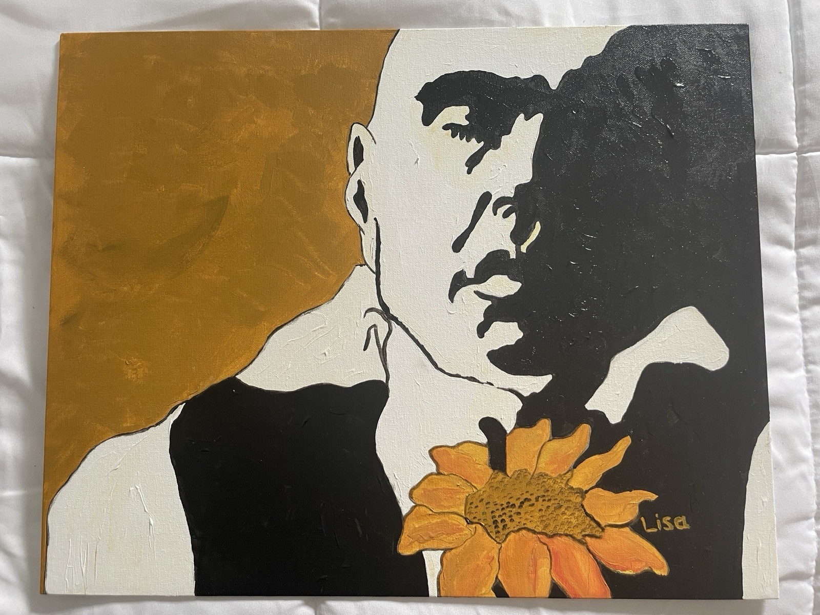 Original Abstract Acrylic Portrait Painting On Canvas Board. 16 x 20