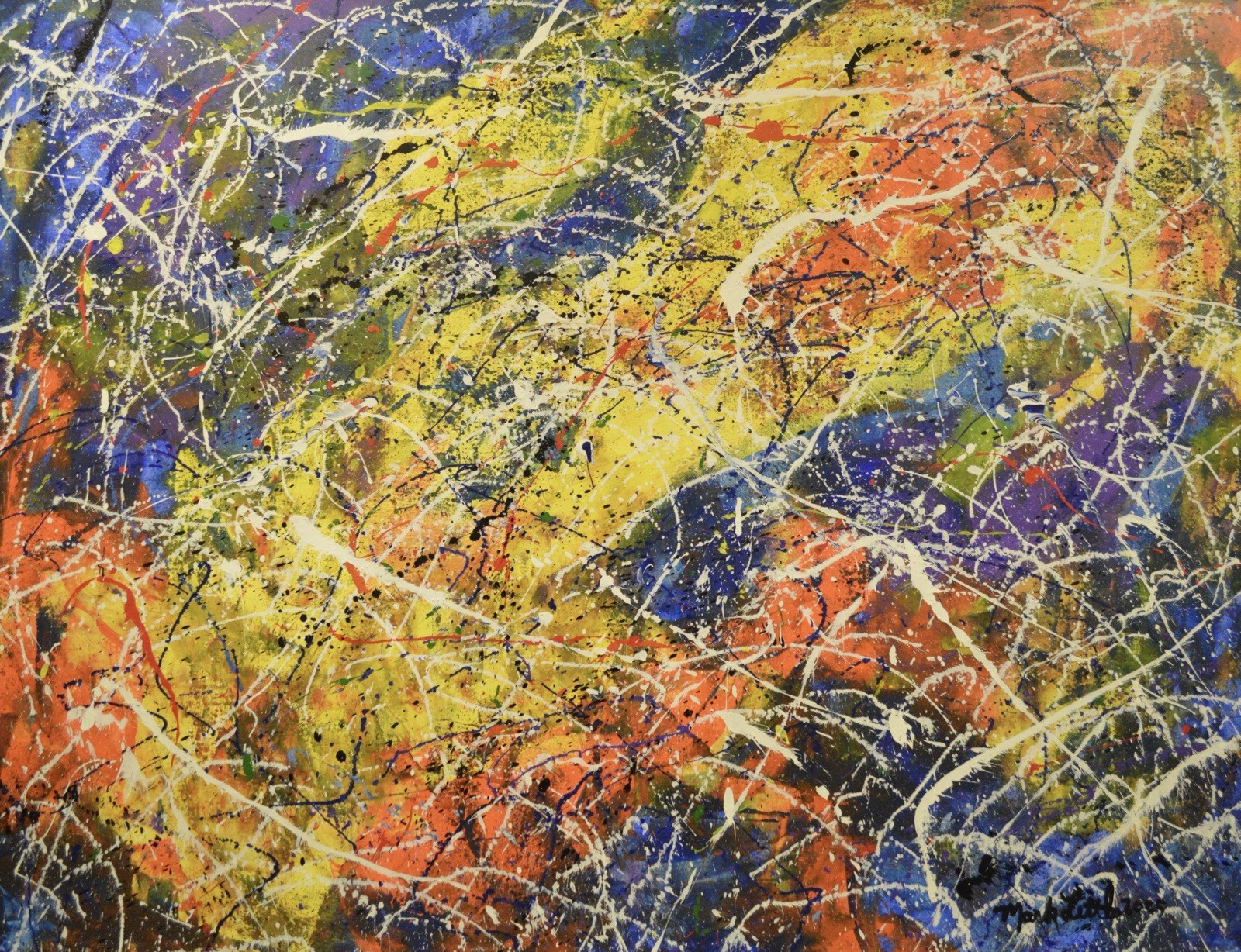 Jackson Pollock Styl Giant Profesional Painting 84”X62” (7 Foot) Abstract Modern