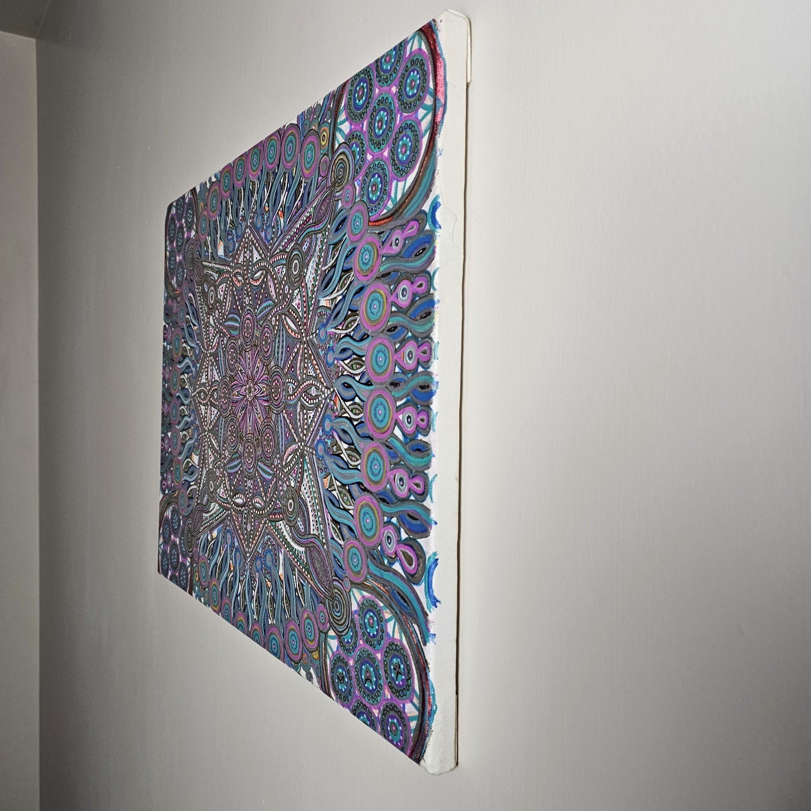 ART – Original Signed Modern Abstract Mandala Painting 20×16 Canvas Art