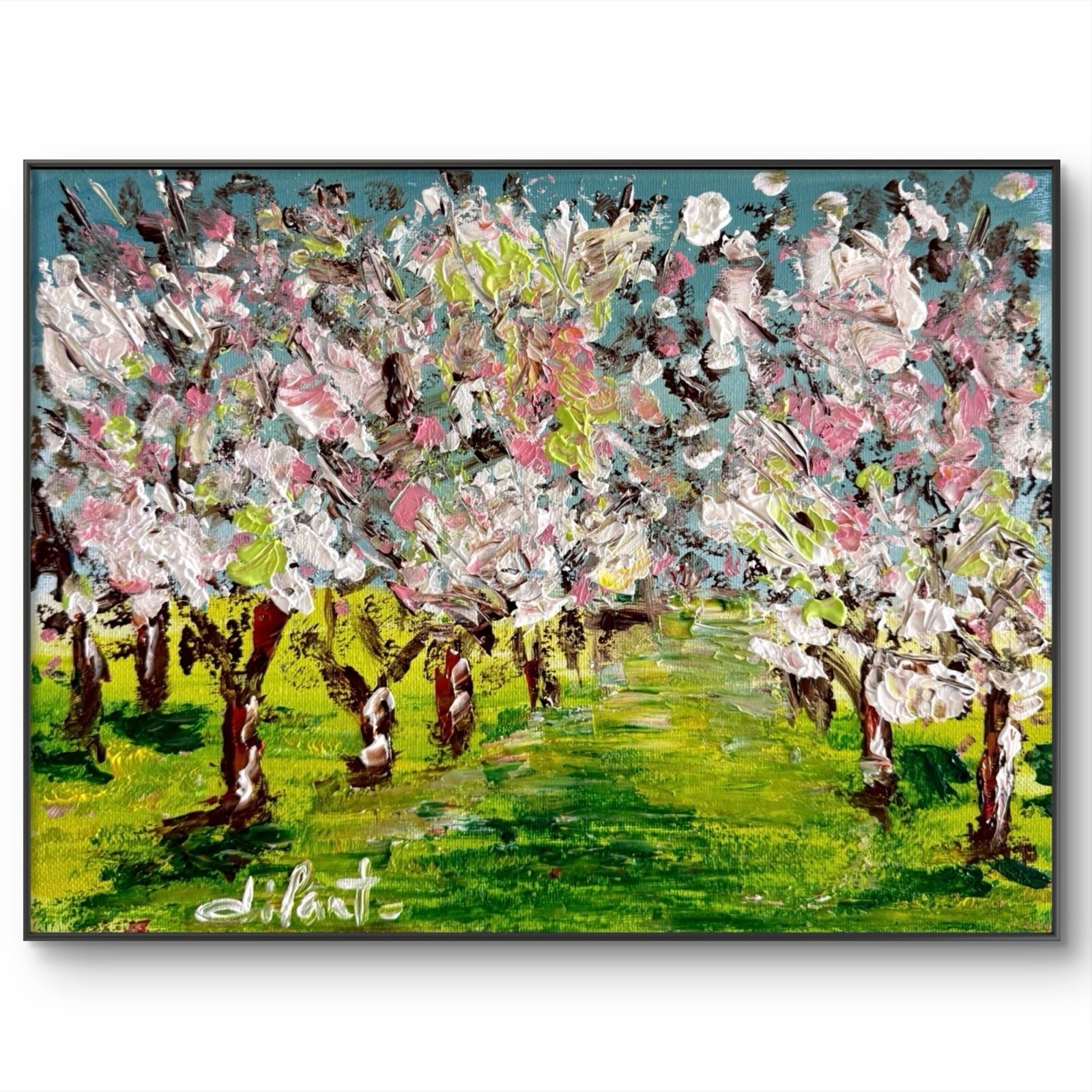 Cherry Blossom Trees 12×9 Canvas Original Artwork Impressionist Interior Design