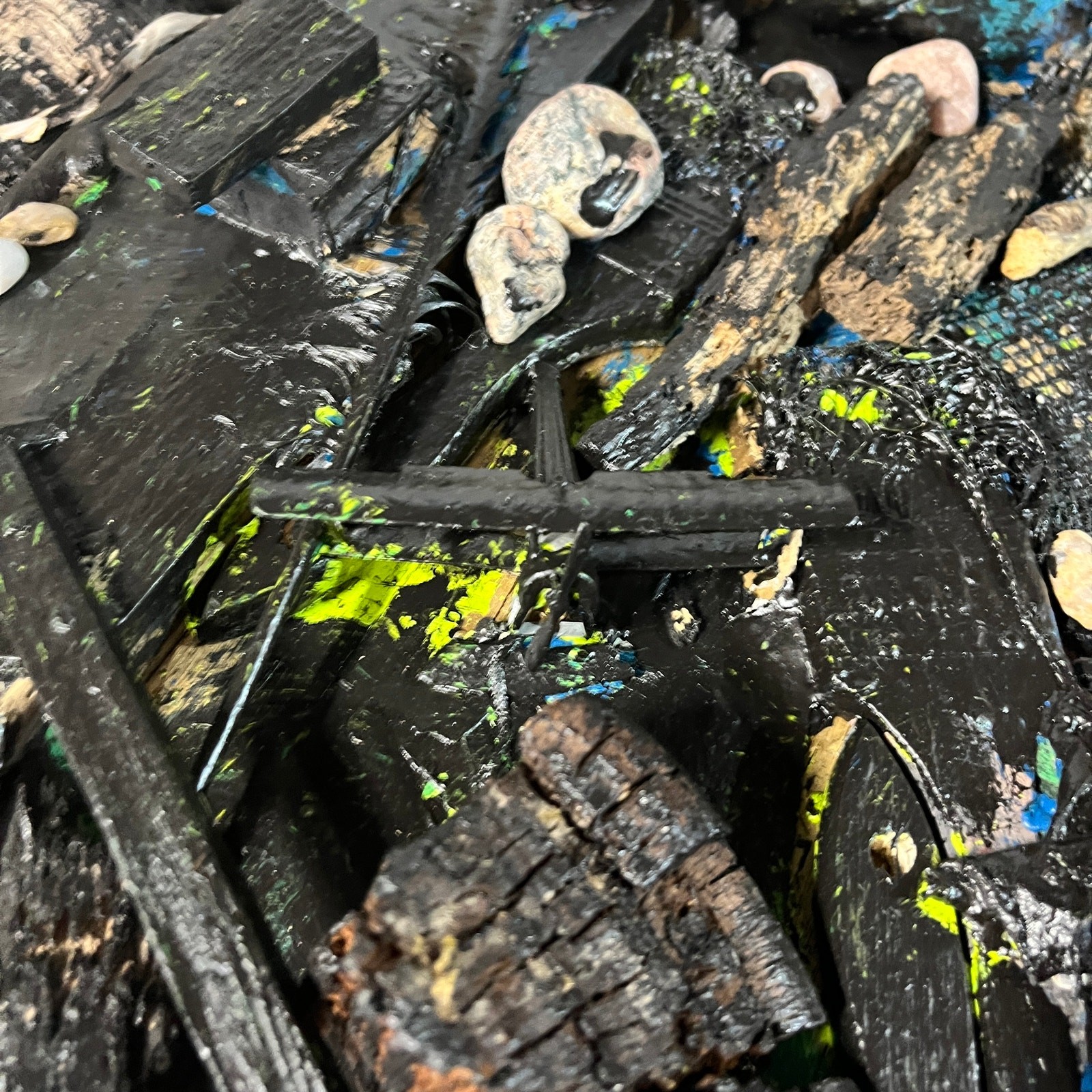 Original Abstract Assemblage Found Object Driftwood Art 22×23 “Subsidiary”