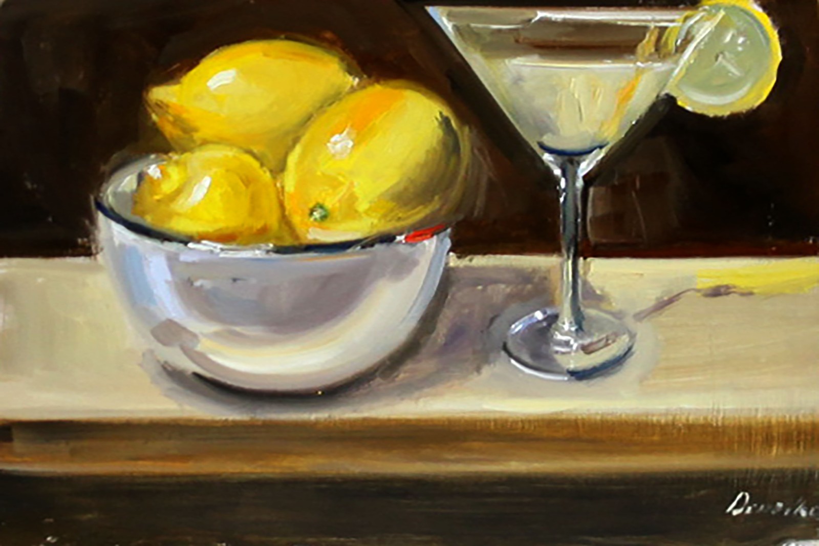 Demenko Natalia still life LEMONS Oil painting UKRAINE 8X12