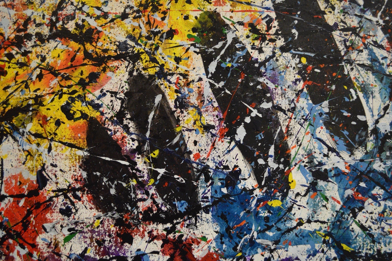 Jackson Pollock Style Giant Canvas Painting 81”X62” (6 Foot 9 inch) Abstract XXL