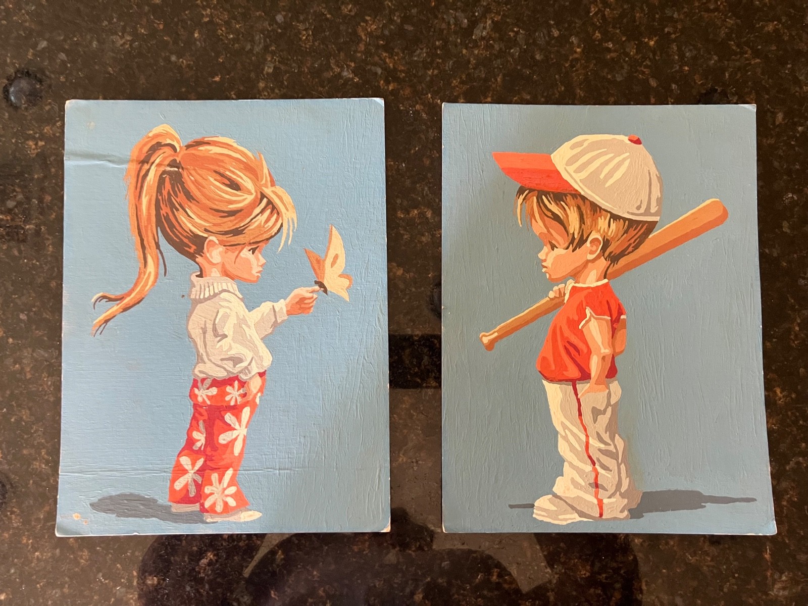 Vintage Hand Painted Boy and Girl
