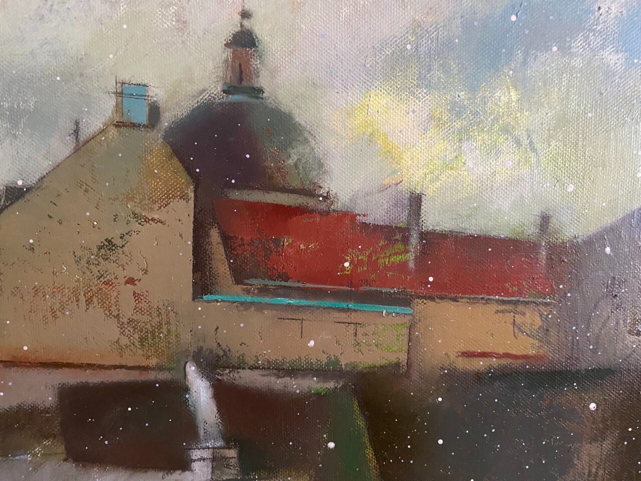 Abstract Oil painting In Belvedere Park Ukrainian painter original art decor