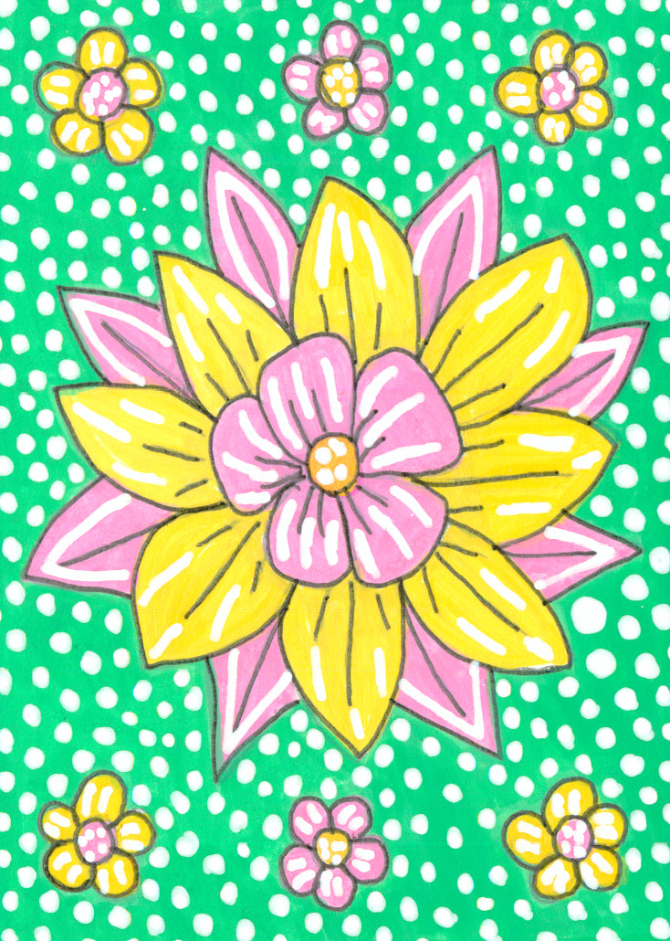 ACEO Original Flower Floral Plants Miniature Painting Abstract Art OneCraftyLady