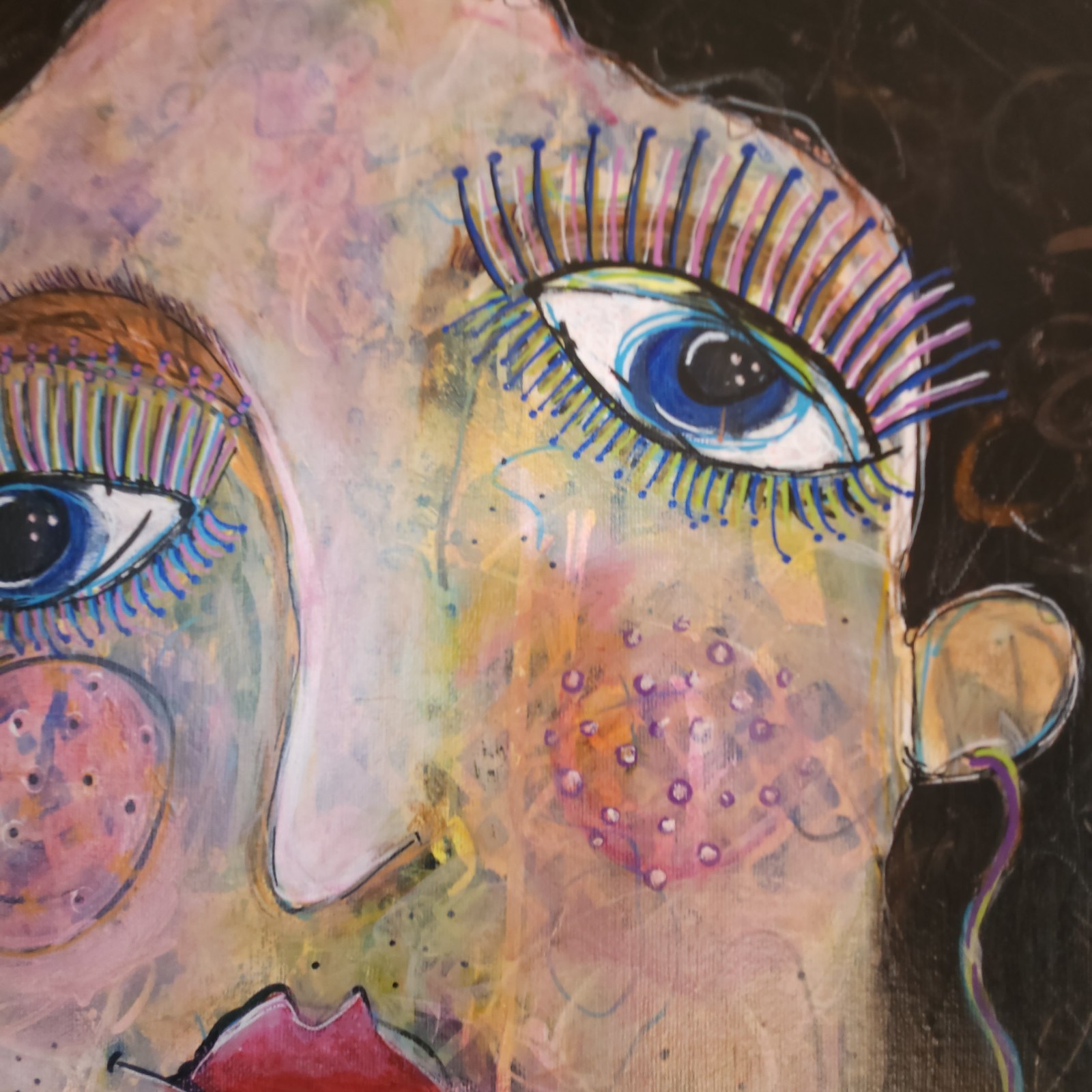 Desert Grace Southwest Maximalist Abstract Folk Art Girl Original Painting