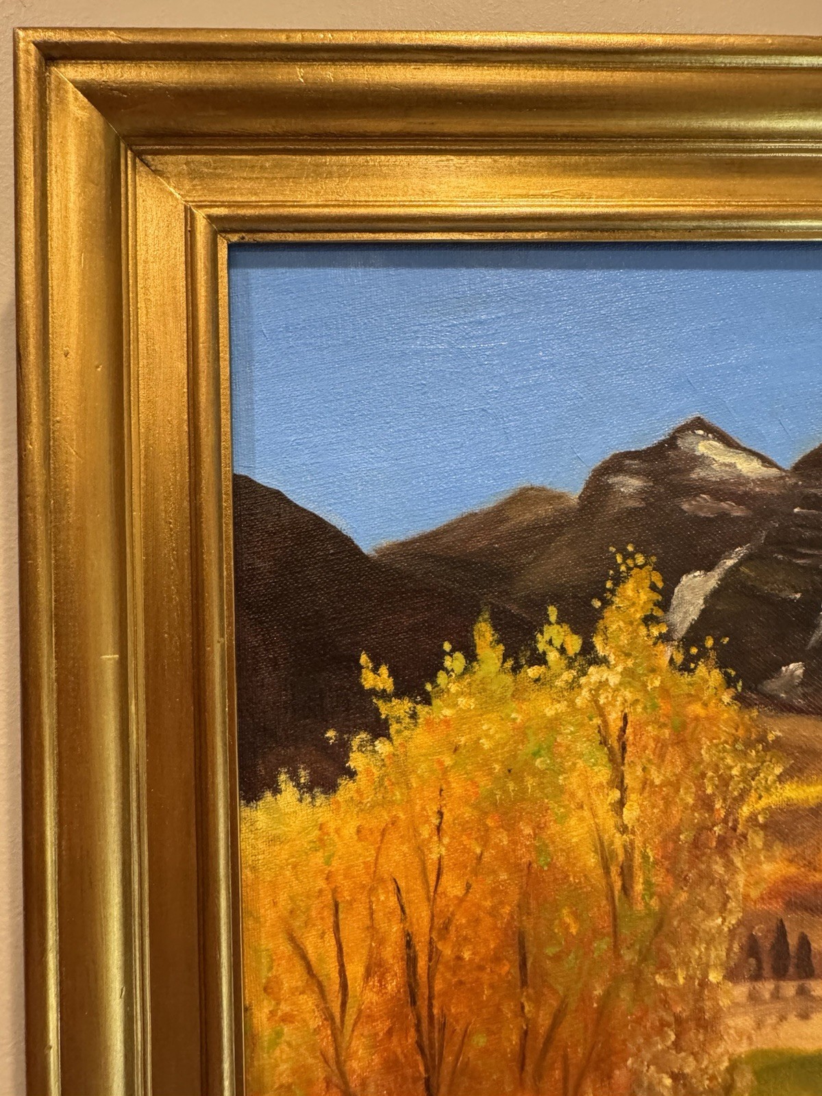 Vintage Original Oil Painting “Sawtooth Mountains” of Idaho: 14”x18” Framed ***