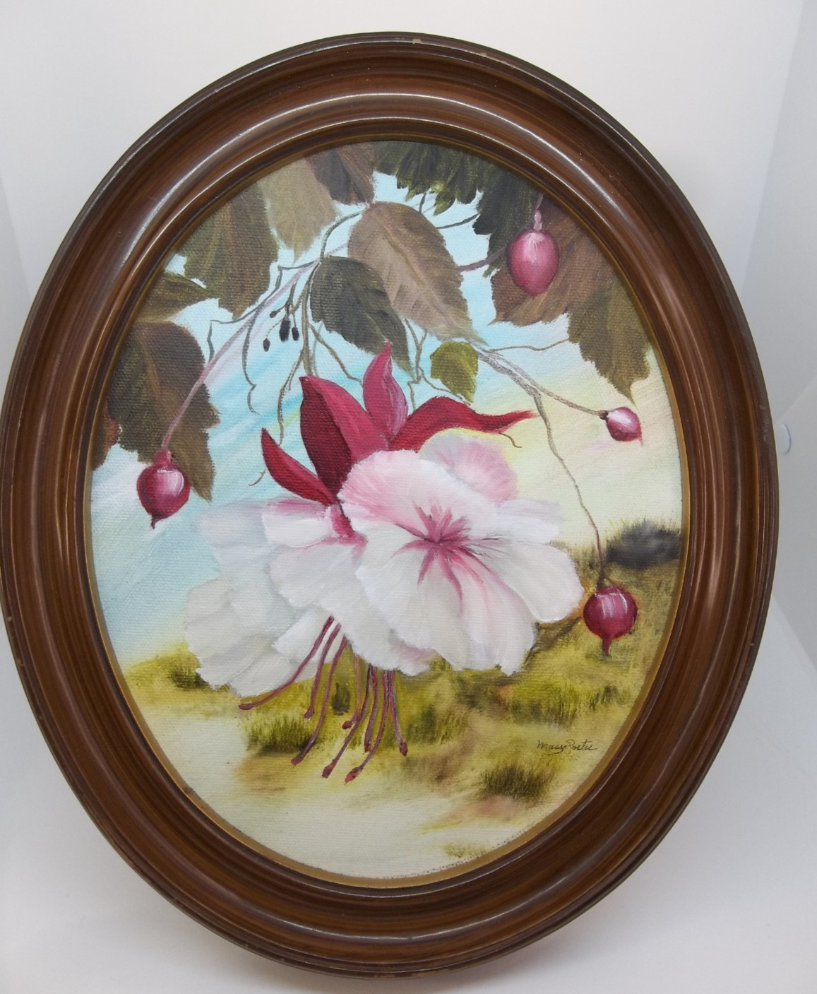 ORIGINAL SIGNED FLORAL PAINTING FRAMED WALL ART 11.5 x 9.5 INCHES MARY PORTER