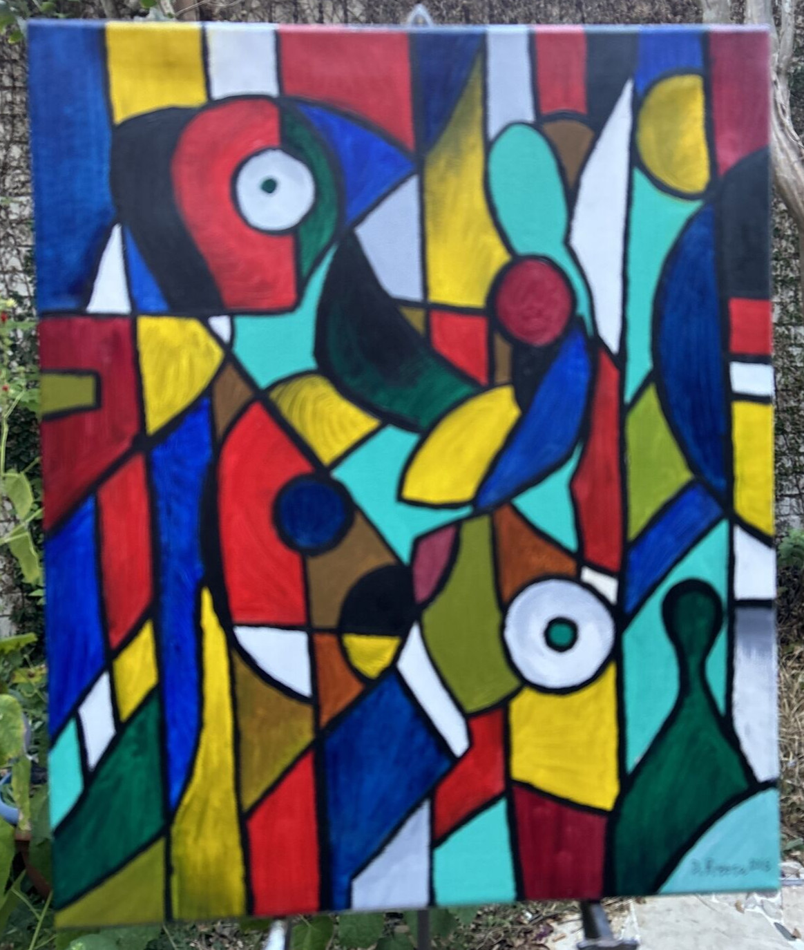 Signed Abstract Expressionist Original Painting on Canvas Unframed D. Rivero