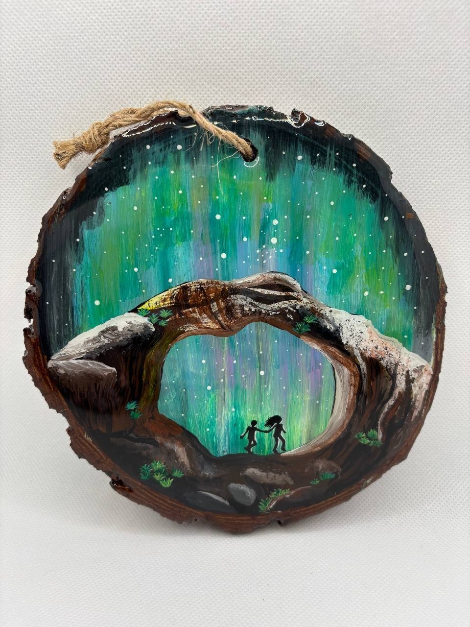 Hand Painted Wood Slice Art | epoxy Resin Finish |Signed Original Nature 6 inche