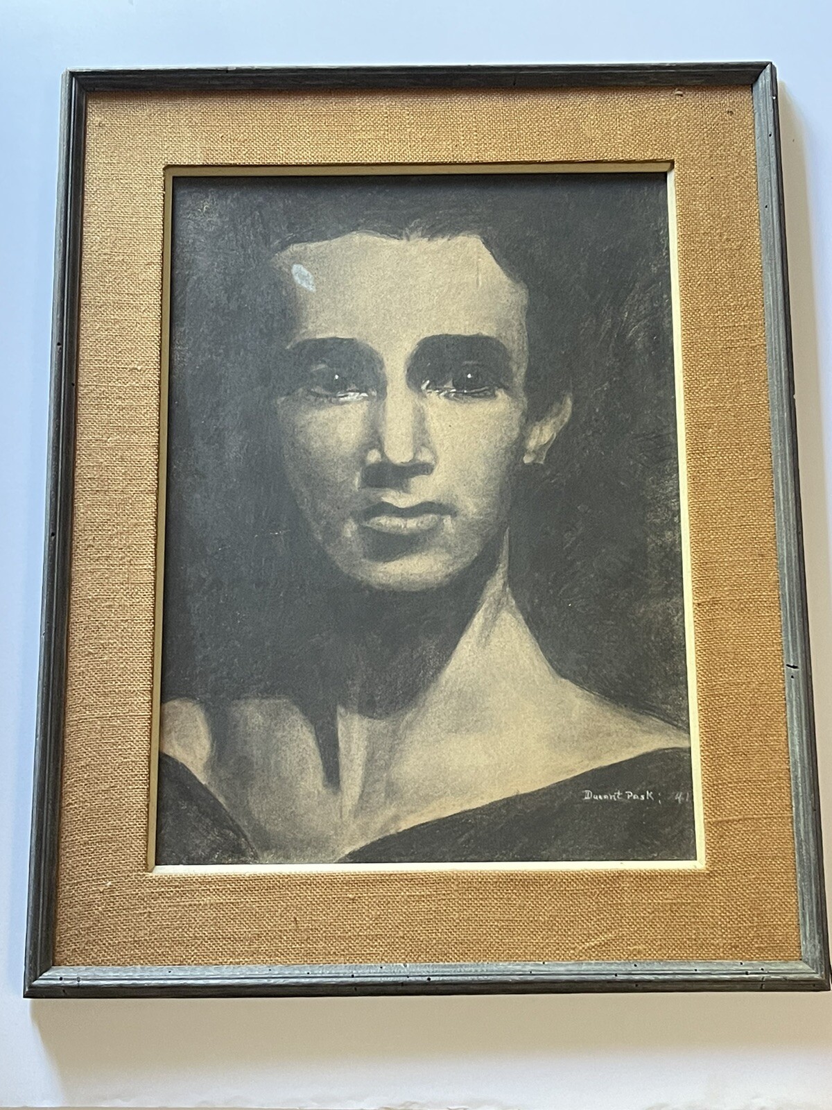 Antique Drawing Man Male Model 1940’s Signed Durant Pask Vintage Mid Century