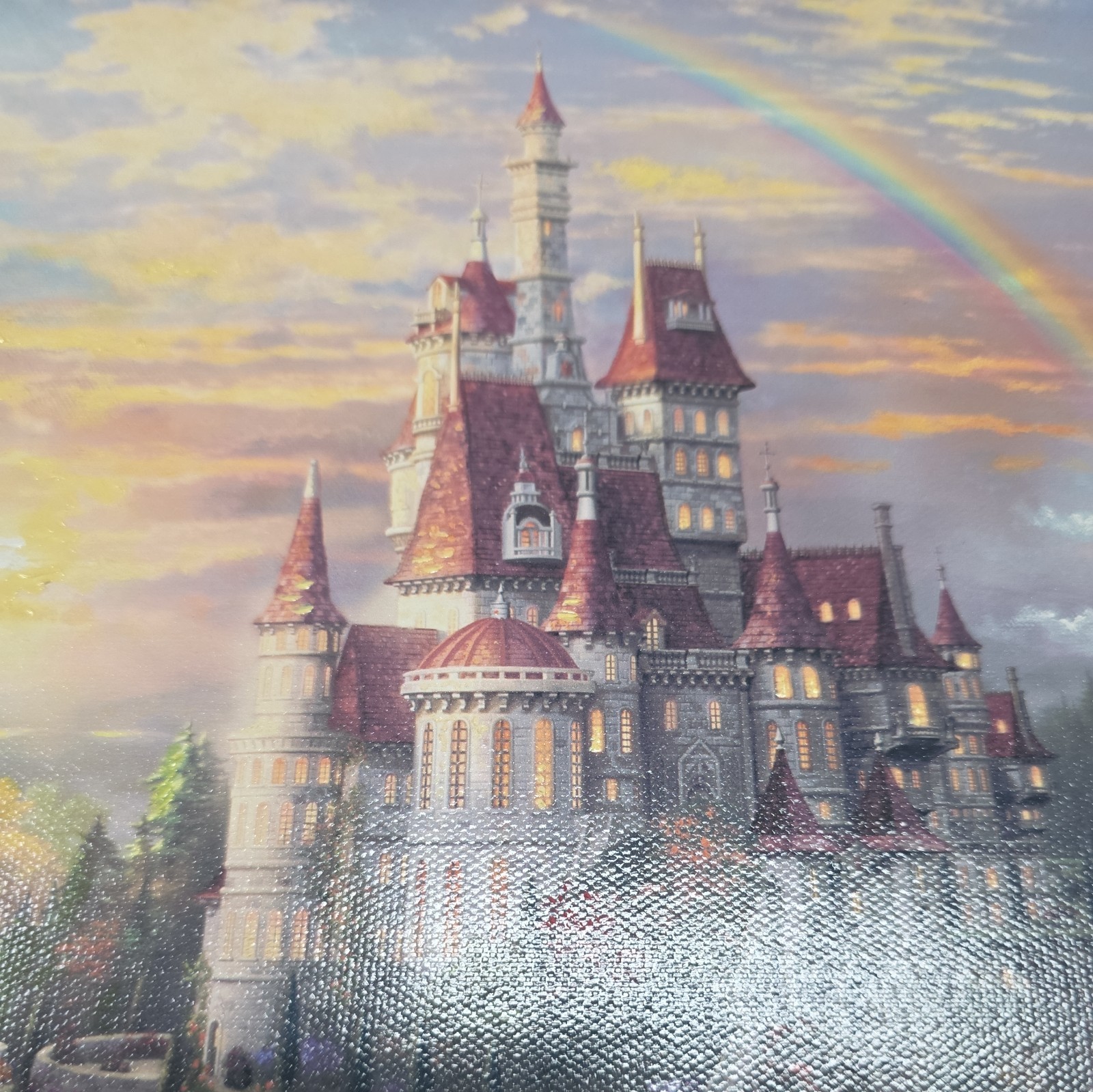 THOMAS KINKADE – BEAUTY & BEAST FALLING IN LOVE 18″X27″ S/N #227 / 1155 – SIGNED