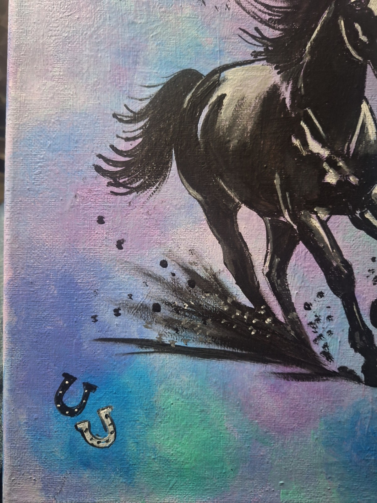Abstract Expressionist Original Pastel Horse 11×14 Canvas Free Shipping