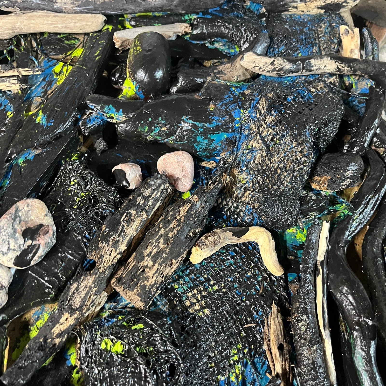 Original Abstract Assemblage Found Object Driftwood Art 22×23 “Subsidiary”