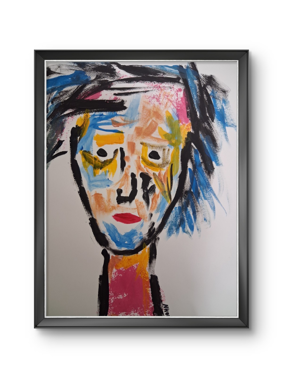 Original Abstract Painting 11×14 On Paper Outsider Art Character Portrait