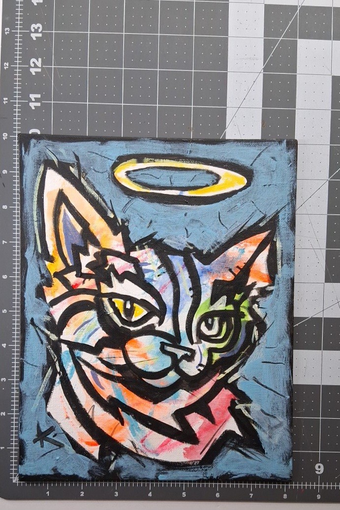 Dog & Cat Original Painting Thayer Folk Art OOAK 2 For 1 8x10s Expressionism