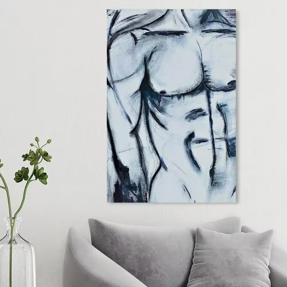 All Man in Charcoal by Sarah Wahl 1 Piece Unframed Canvas Drawing Print Abstract