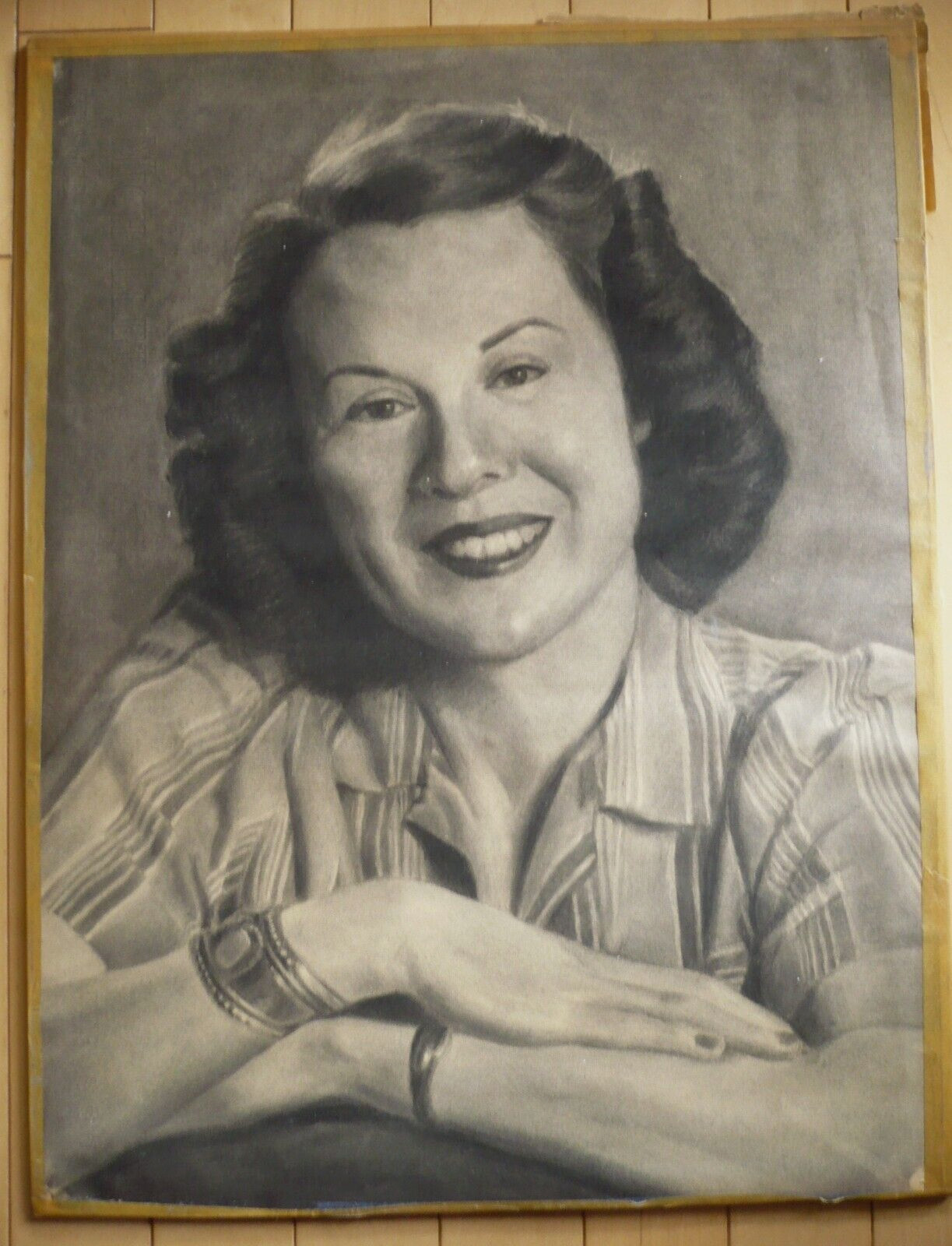 MARIO RUEDA, 1951 CHARCOAL DRAWING REALISM SUPERB DETAIL MID 20th CENTURY MODERN