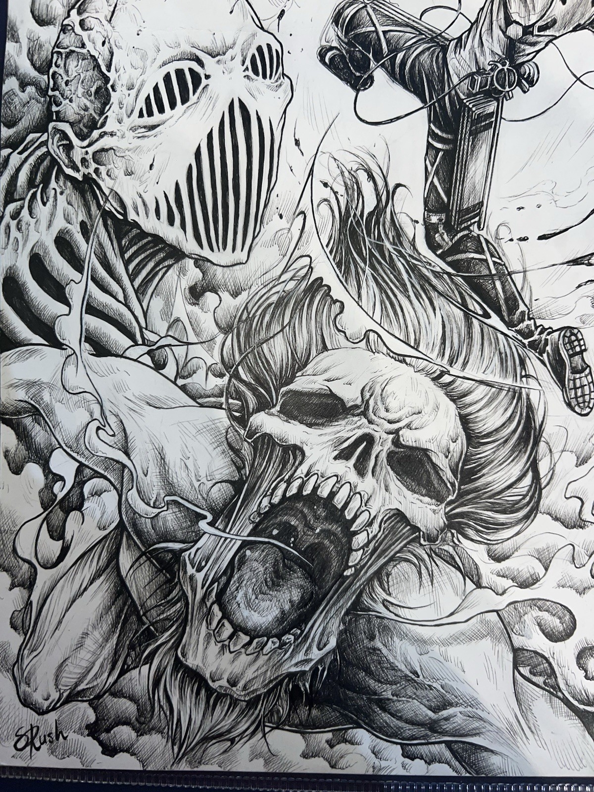 Levi Ackerman Original Comic Art Attack on Titan Sandra Rush Drawing Poster