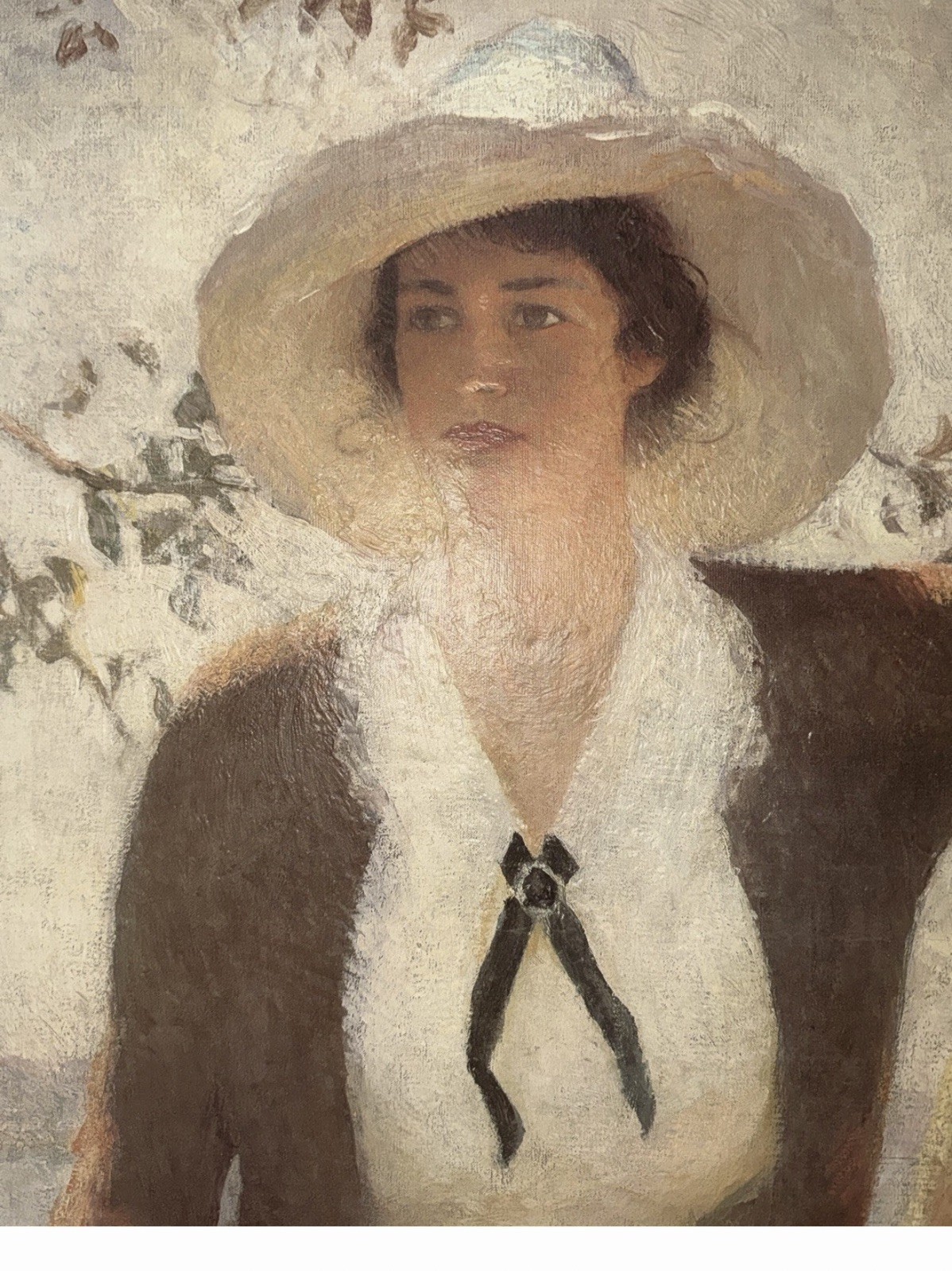 “My daughter Elizabeth” Signed Oil Paint canvas /Gold leaf frame. F.W. Benson