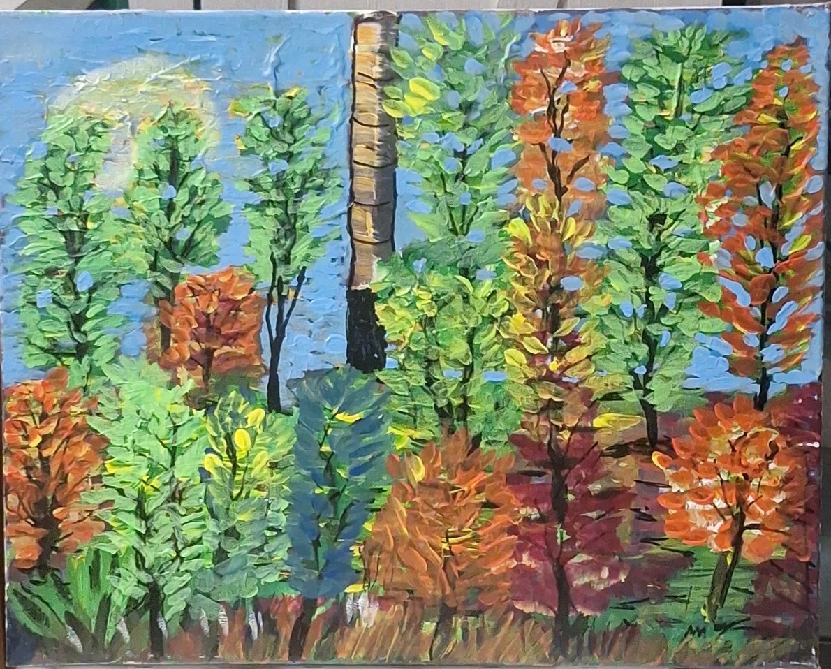Fractured Forest, Acrylic Painting – 16×20 Hand Painted Artwork on Canvas