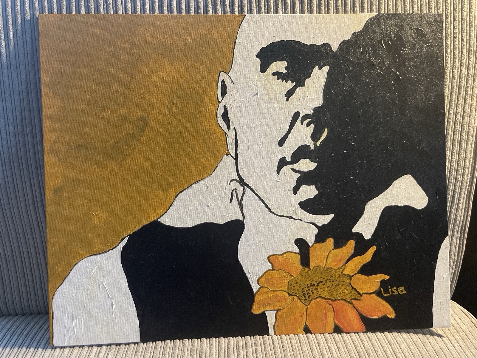 Original Abstract Acrylic Portrait Painting On Canvas Board. 16 x 20