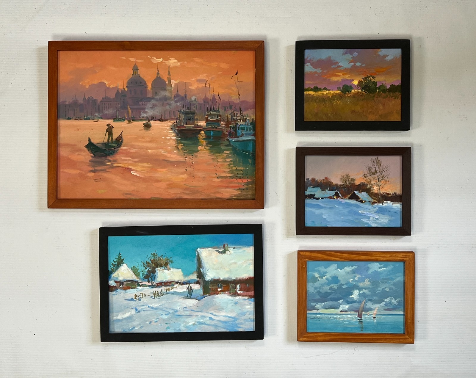 Wholesale lot of 5 original oil paintings, Bulk Order, Lot of Unique Art