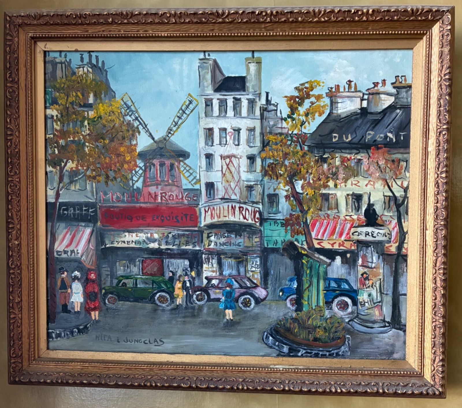 French Impressionist Original Oil Painting by Nita Jungclas Framed 27″ x 32″