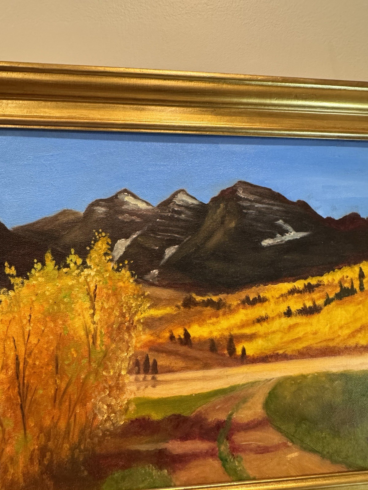 Vintage Original Oil Painting “Sawtooth Mountains” of Idaho: 14”x18” Framed ***