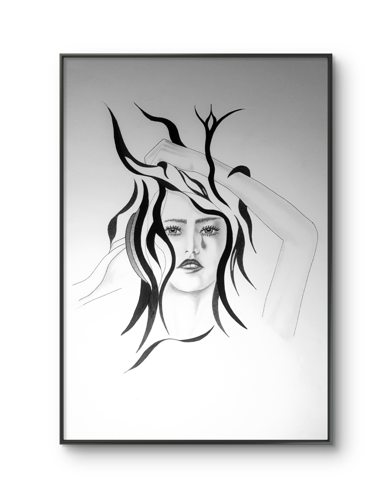MINIMALIST MODERN PORTRAIT 16×23 ORIGINAL DRAWING GALLERY PAPER ABSTRACT NEW ART