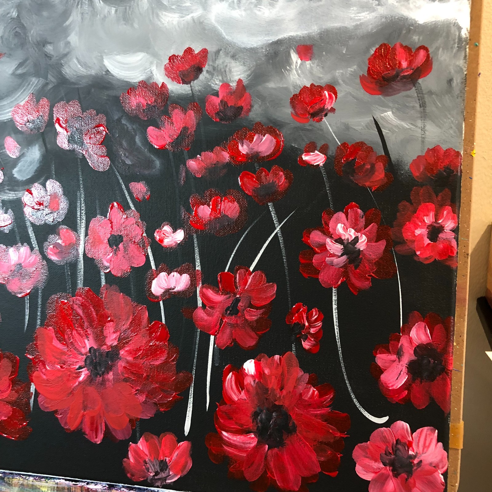 Storm flowers impressionism modern fine wall art painting 16×20 canvas original