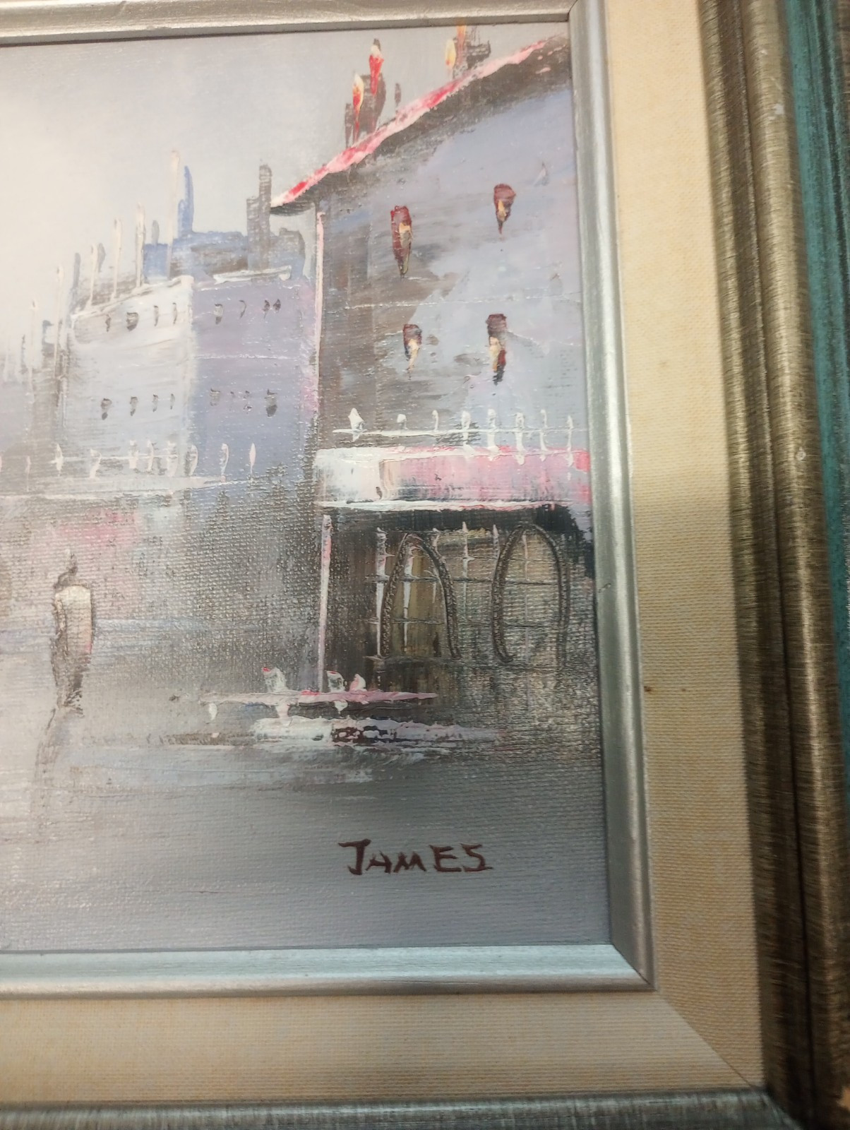 Vtg Framed Oil Painting Canvas Paris Street Scene French Impressionist Signed