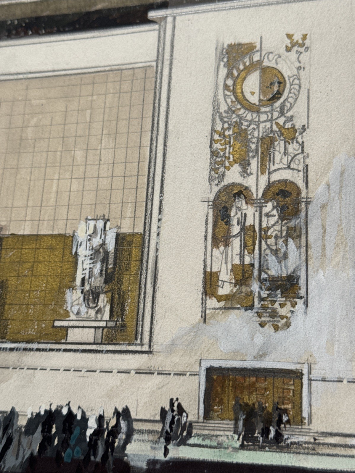 Millard Sheets Painting Architecture Architectural Mid Century Masonic Temple