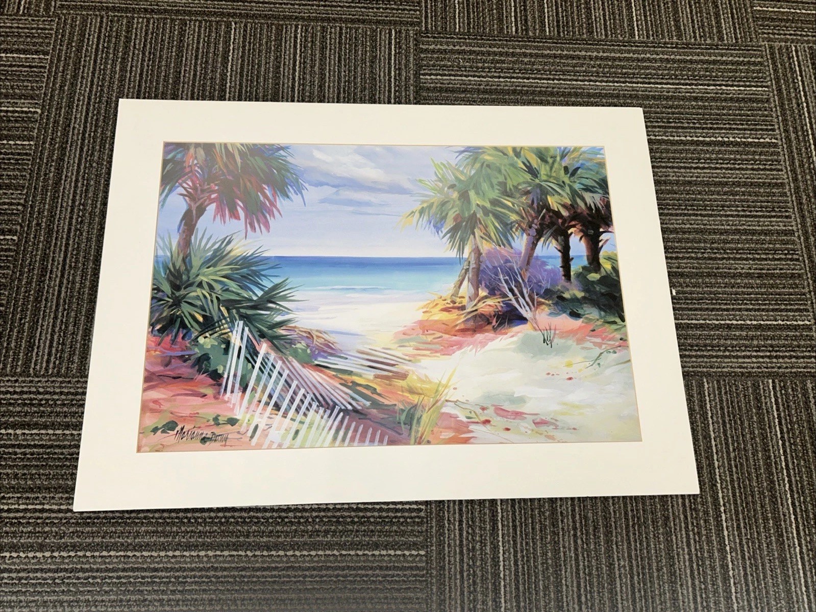 Marianne Wooten Dunn Original Watercolor Painting Florida Beach Large Dry Mount