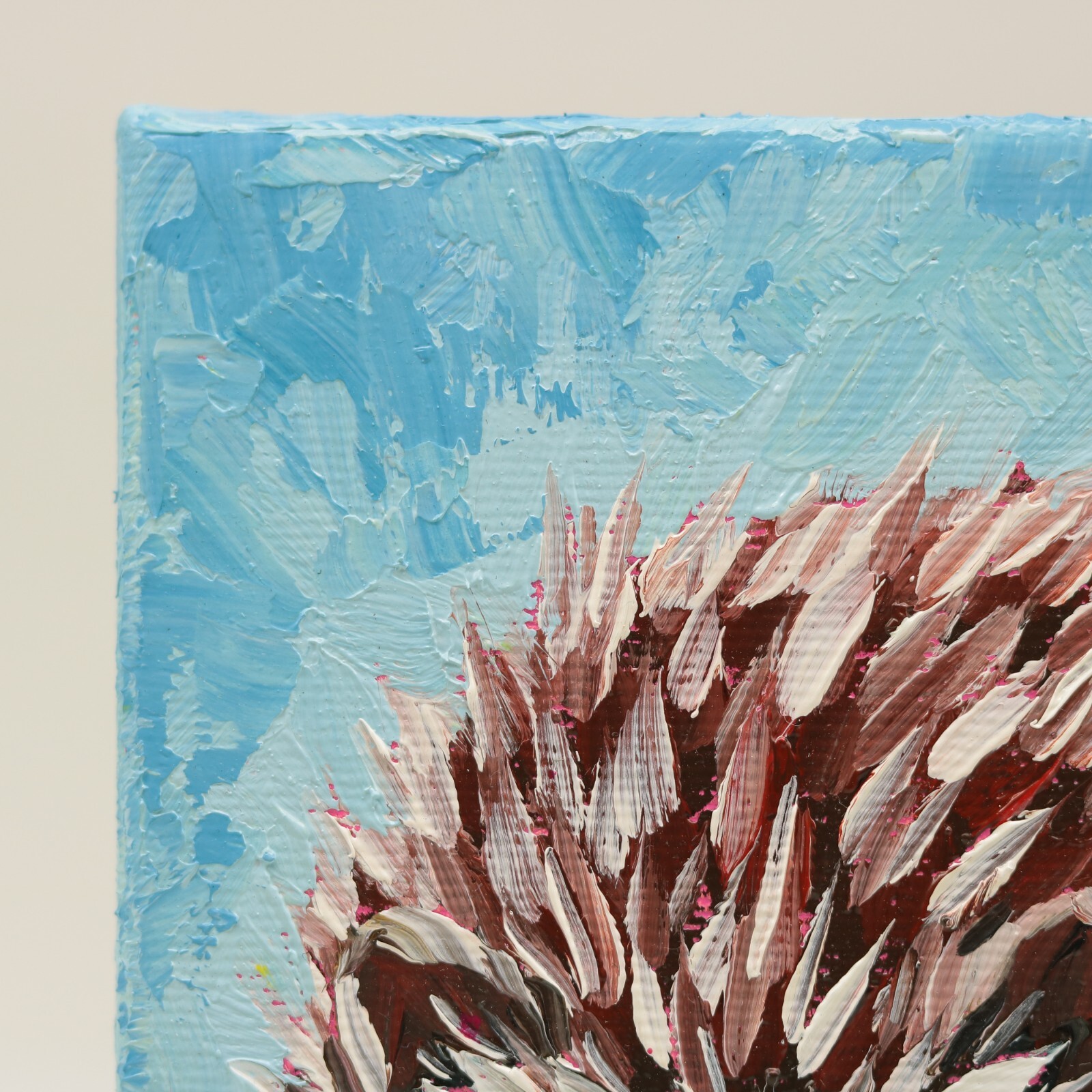 Hedgehog Oil Painting Original Small on Canvas Woodland Animal Art Nursery Kids
