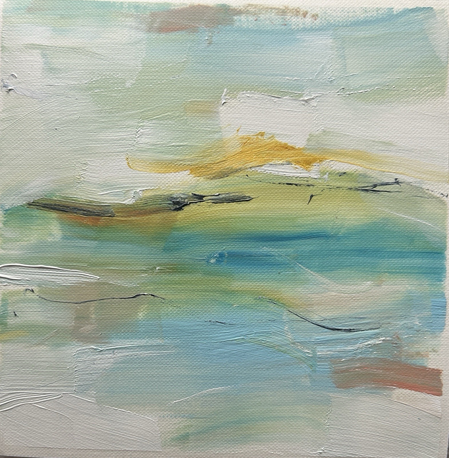 Original painting – A DAY BY THE SEASIDE – abstract landscape on paper