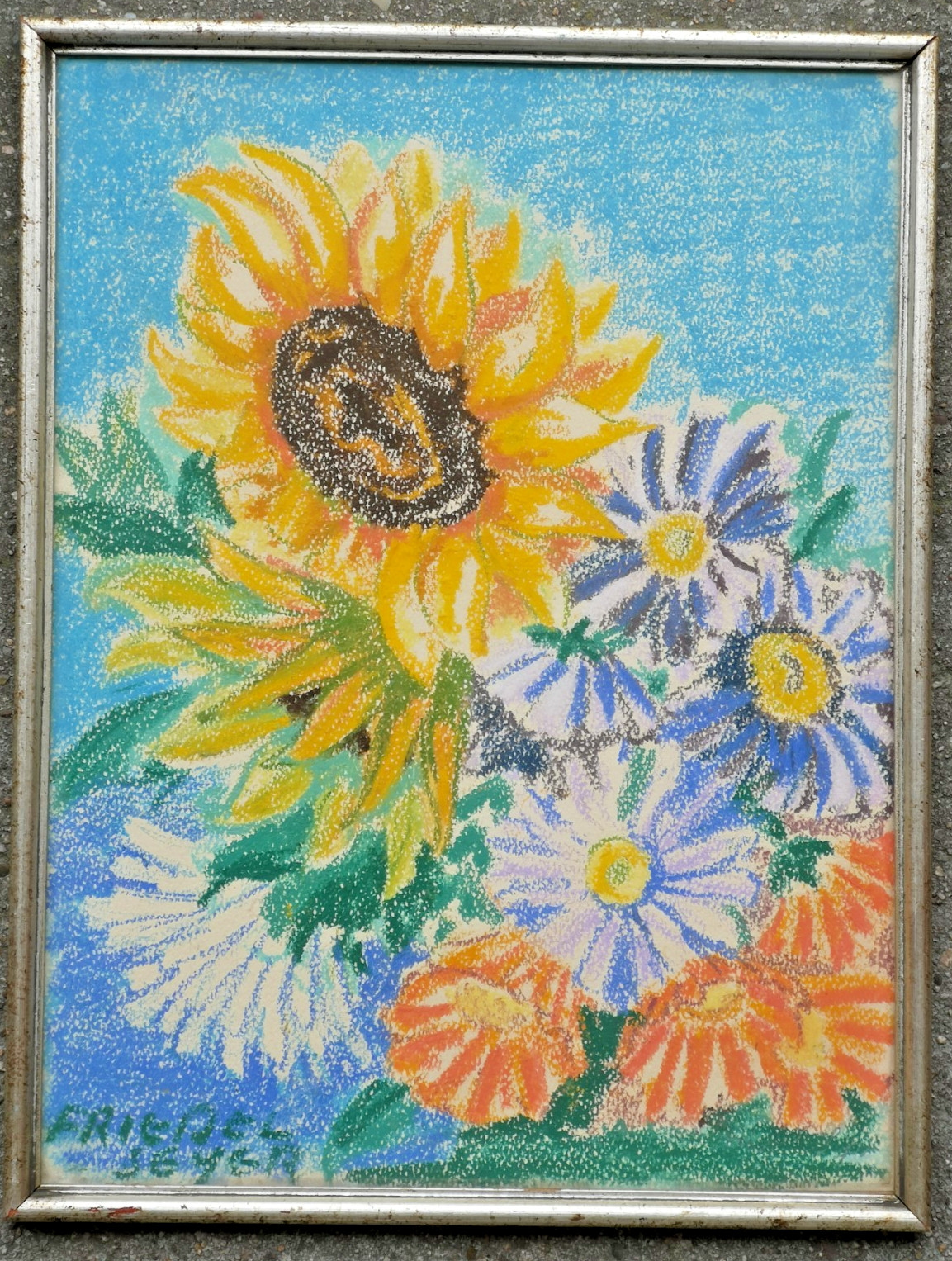 Original painting signed Friedel Seyer art shop Kleinschmidt Bonn antique