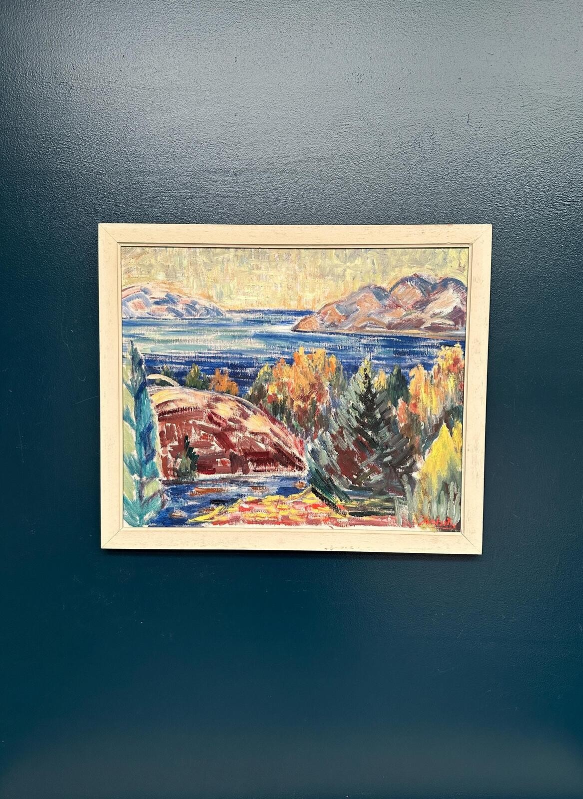 Swedish Oil on Canvas – “Landscape” by Arvid Herbert –Vintage– 75 × 65 cm