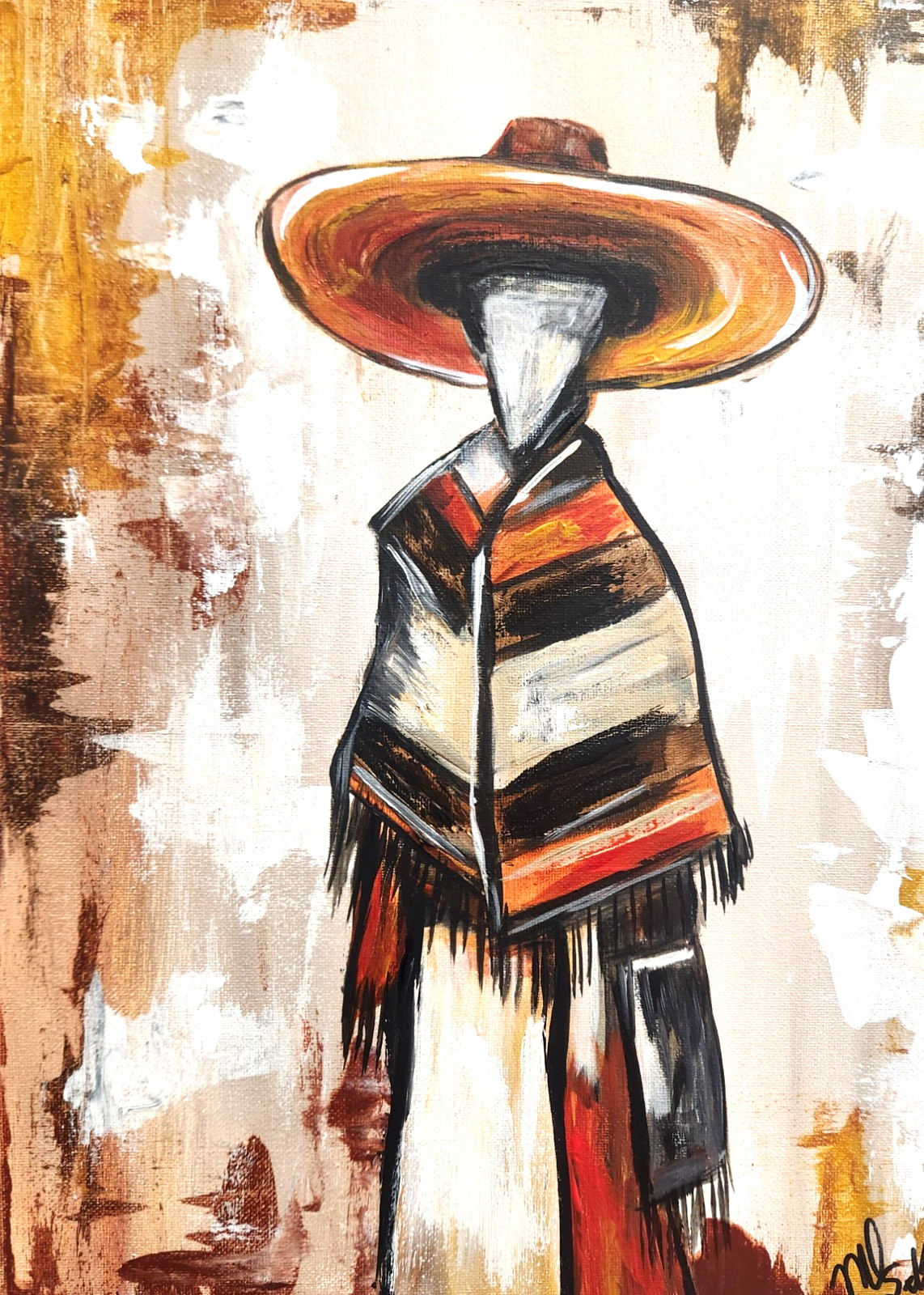 Western Figure Painting 12×16 Original Southwest Wall Art by M Isaksen