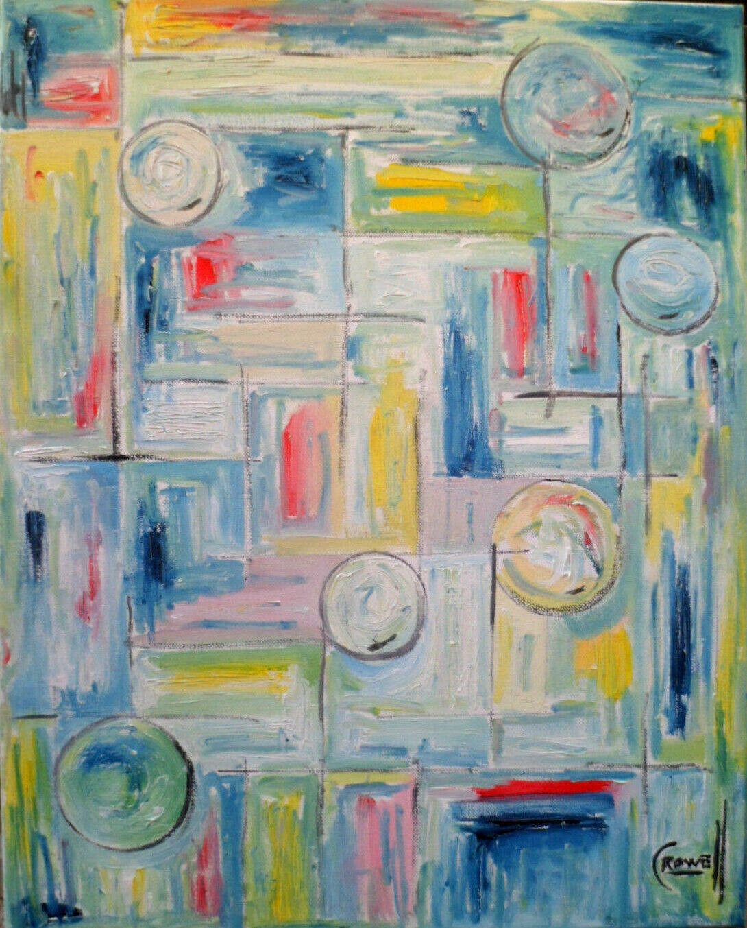 abstract THE LOST HORIZON big 16×20 canvas original oil painting signed CROWELL