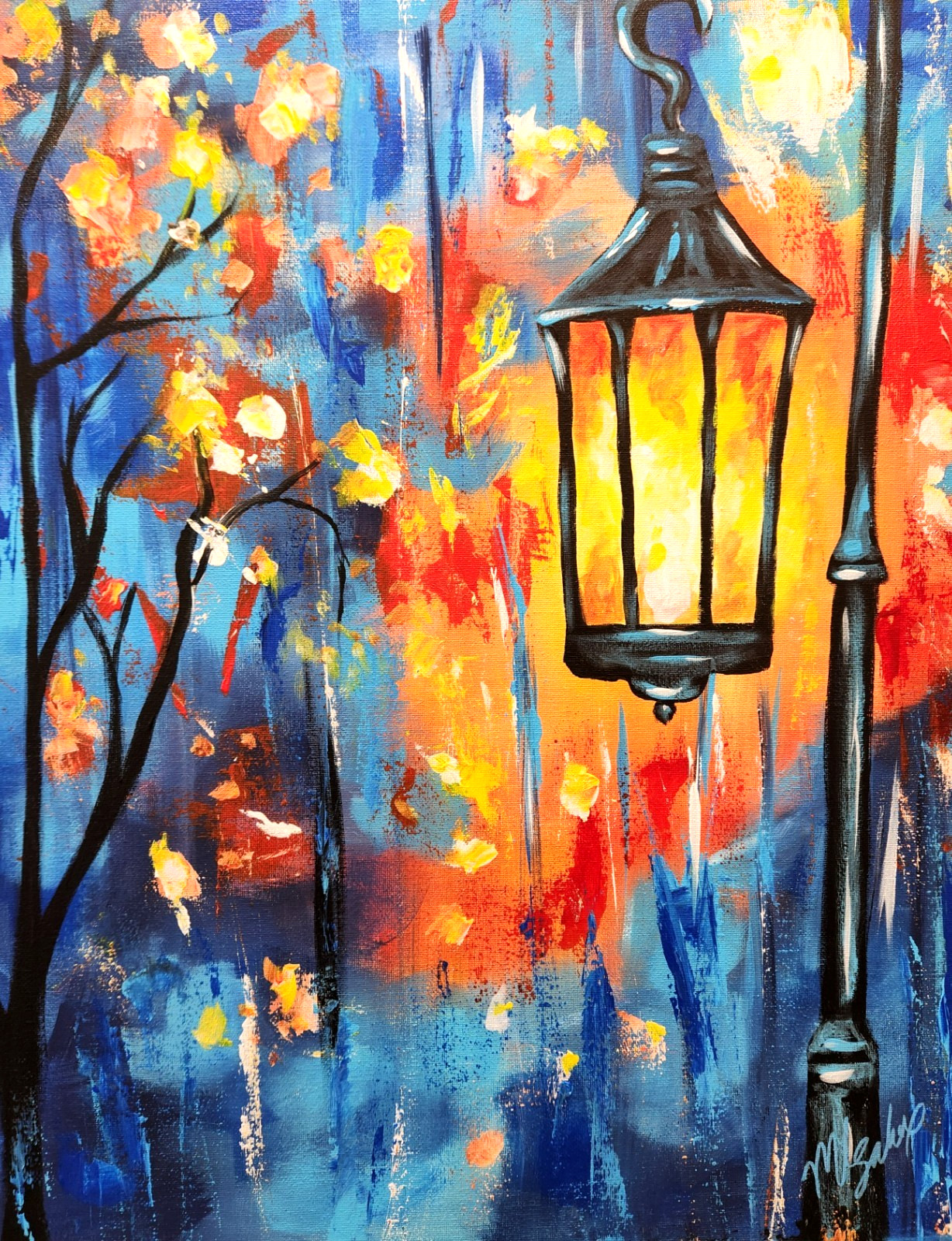 Autumn Lantern Painting 16×20 Original Fall Wall Art Farmhouse Decor Isaksen