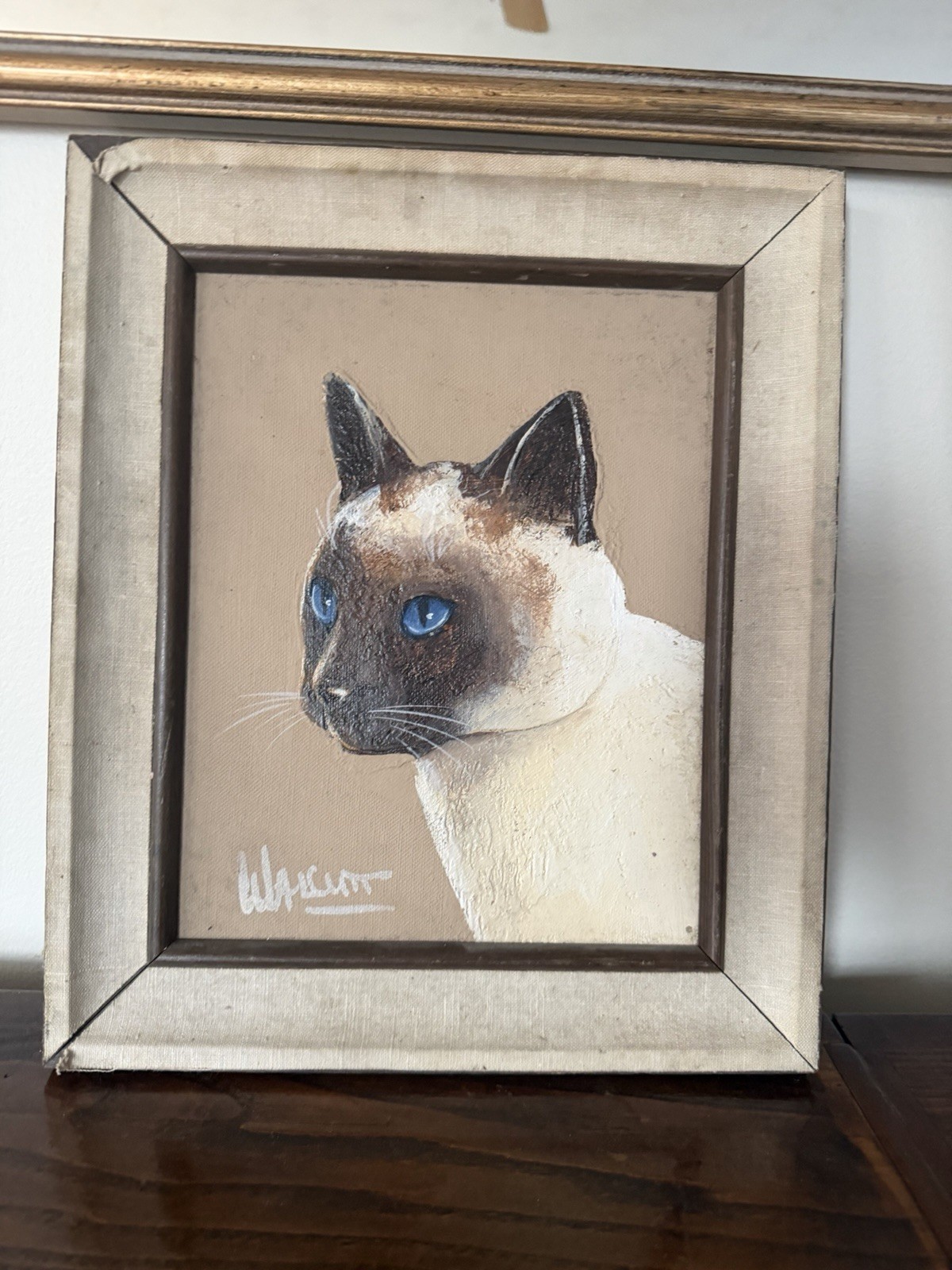 Original Siamese Cat Painting Portrait Oil On Canvas 11” X 13”