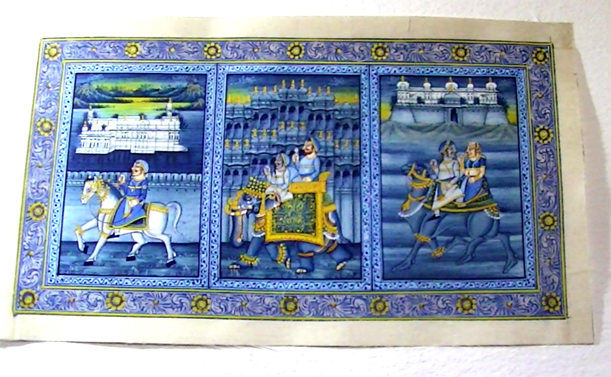 18th Century INDIAN MUGHAl Tiny Triptych painting 8″ X 4.5″ on silk