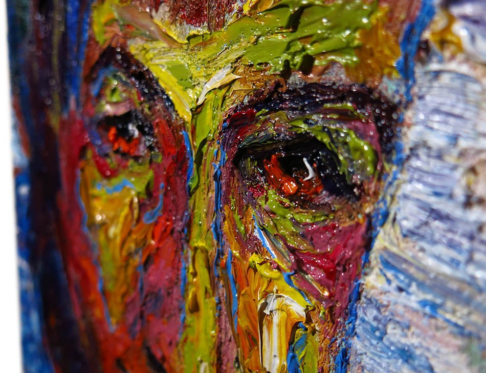 ORIGINAL FAUVE POP ART SIGNED OIL PAINTING ABSTRACT PORTRAIT VINTAGE FOR SALE NR